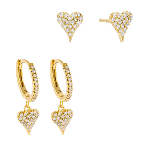 Pavé Heart Earring Combo Set 