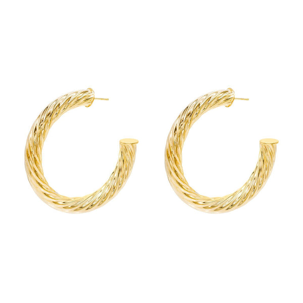 Gold Twist Hoop Earring Adina Eden Jewels