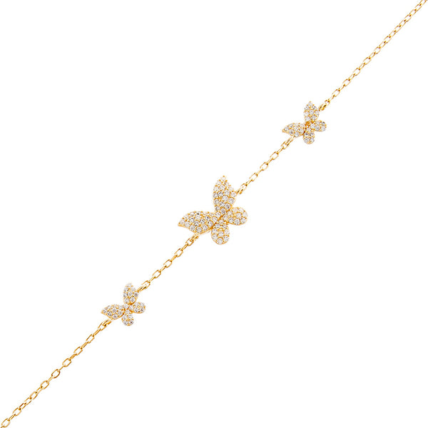 Pavé Triple Butterfly Bracelet