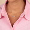  Multi Colored Solitaire X Baguette Bar Necklace - Adina Eden's Jewels