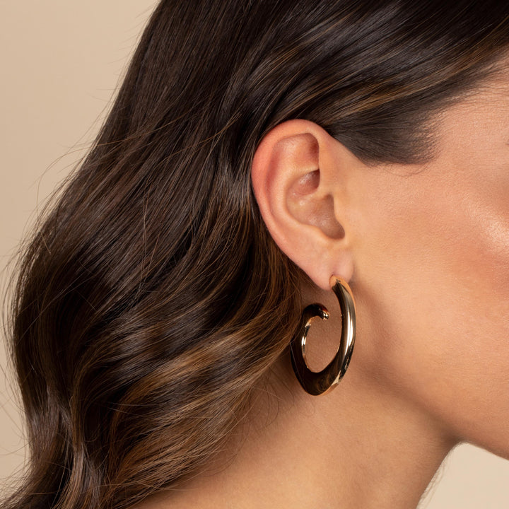  Solid Wide Swirl Open Hoop Stud Earring - Adina Eden's Jewels