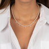  Diamond Pave Dangling Name Pearl Necklace 14K - Adina Eden's Jewels