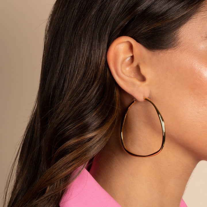  Thin Solid Wavy Open Hoop Earring - Adina Eden's Jewels