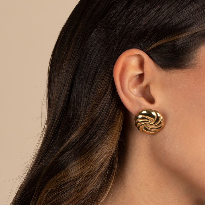  Solid Swirled Circular Stud Earring - Adina Eden's Jewels