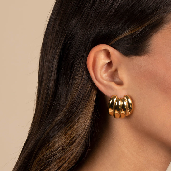  Puffy Ridged Statement Stud Earring - Adina Eden's Jewels