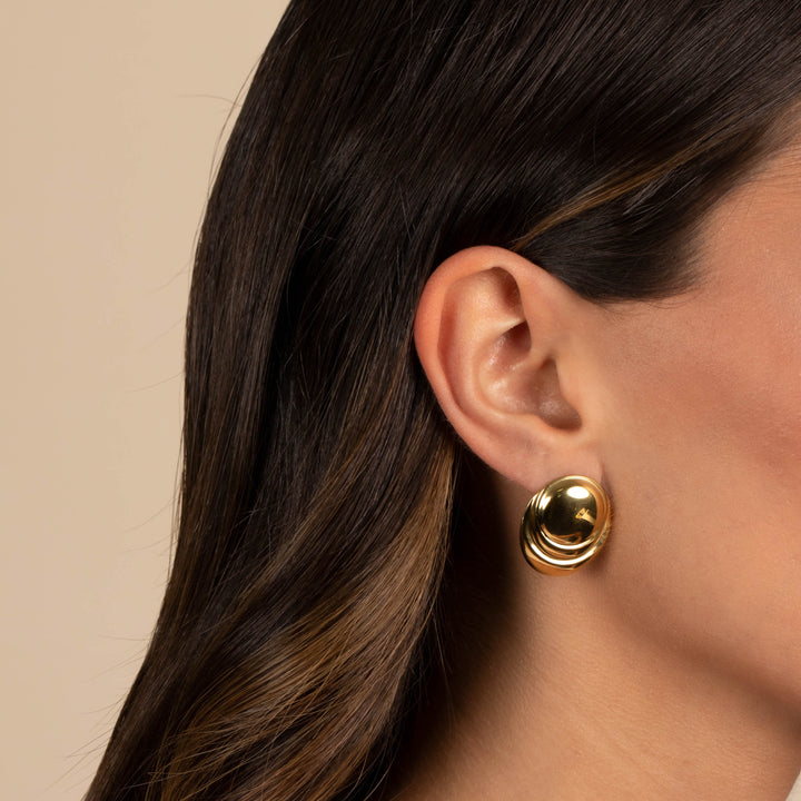  Solid Ripple Circular Stud Earring - Adina Eden's Jewels