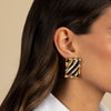  Pave X Solid Ridged Rectangular Stud Earring - Adina Eden's Jewels