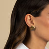  Two Tone Ridged Double Looped Stud Earring - Adina Eden's Jewels