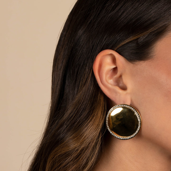  Pave Outlined Round Statement Stud Earring - Adina Eden's Jewels