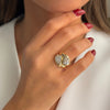 Lab Grown Diamond Double Pear Bezel Ring 14K - Adina Eden's Jewels