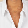  Lab Grown Diamond Oval Bezel Curved Bar Necklace 14K - Adina Eden's Jewels