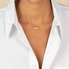  Lab Grown Diamond Oval Cut Curved Bar Necklace 14K - Adina Eden's Jewels