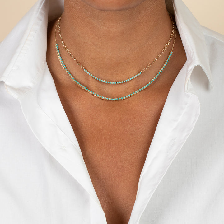  Turquoise Tennis Necklace 14K - Adina Eden's Jewels