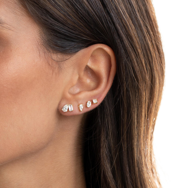  Mini CZ Princess Cut Stud Earring - Adina Eden's Jewels