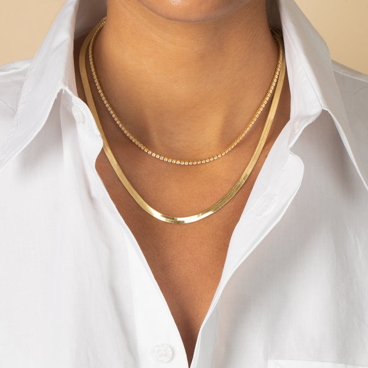  Two In One Tennis X Herringbone Necklace - Adina Eden's Jewels