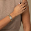  Pave Accented Ridged Open Bangle Bracelet - Adina Eden's Jewels