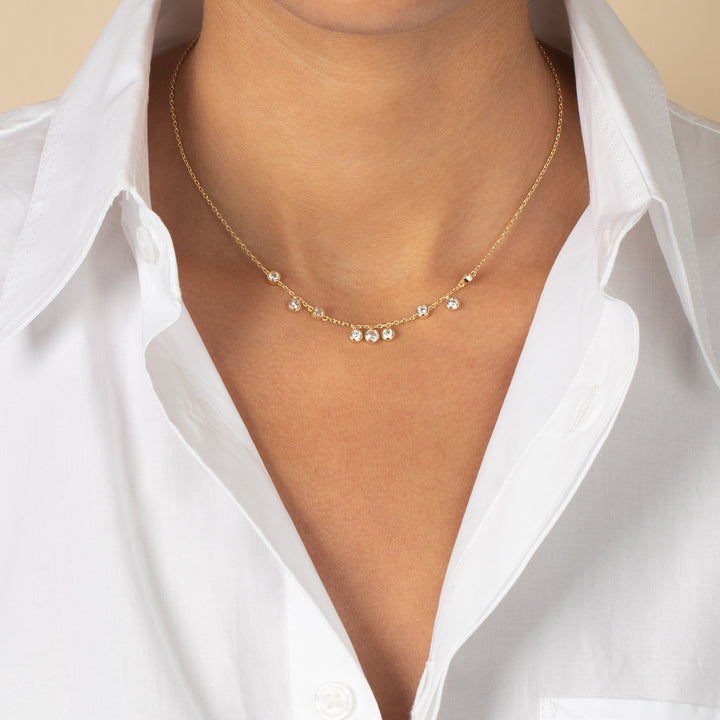  Scattered CZ Bezel Shaker Necklace - Adina Eden's Jewels