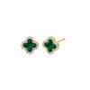 Malachite Diamond Pave Outline Colored Stone Stud Earring 14K - Adina Eden's Jewels