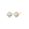 Mother Of Pearl Diamond Pave Outline Colored Stone Stud Earring 14K - Adina Eden's Jewels