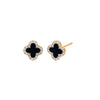 Onyx Diamond Pave Outline Colored Stone Stud Earring 14K - Adina Eden's Jewels