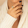 Pave Accented Ridged Box Ring - Adina Eden's Jewels