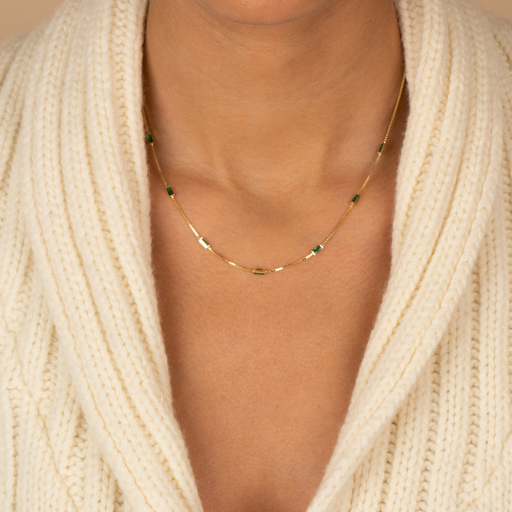 Multi Emerald Green CZ Baguette Necklace - Adina Eden's Jewels