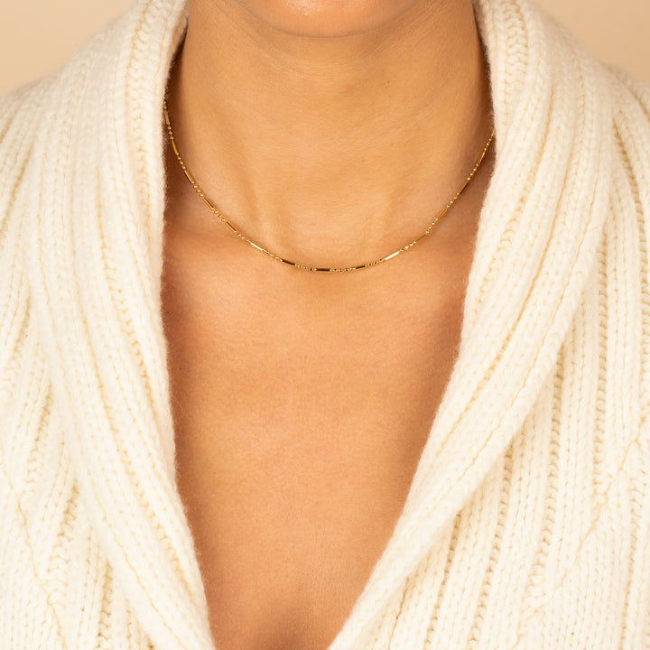 Solid Bar X Ball Chain Necklace - Adina Eden's Jewels