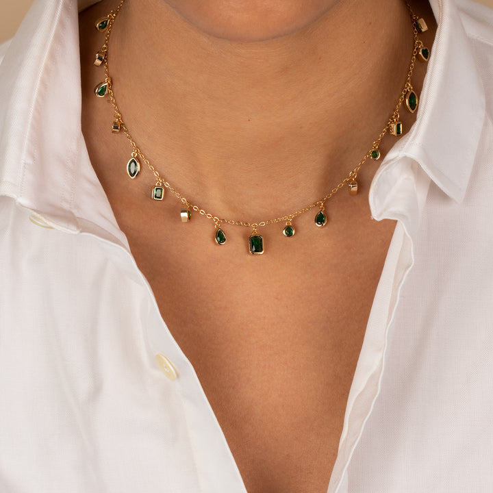 Colored Multi Shape Bezel Shaker Necklace - Adina Eden's Jewels