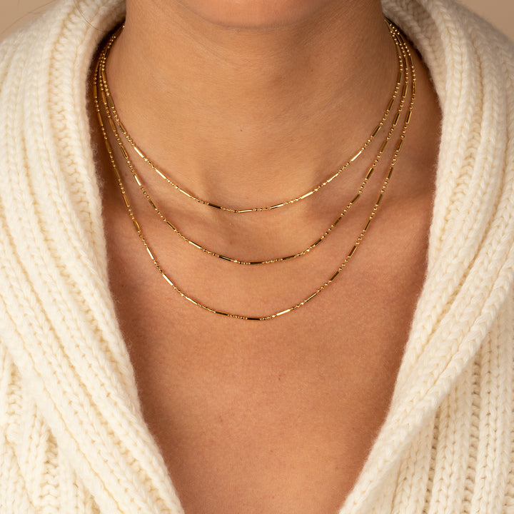 Solid Bar X Ball Chain Necklace - Adina Eden's Jewels