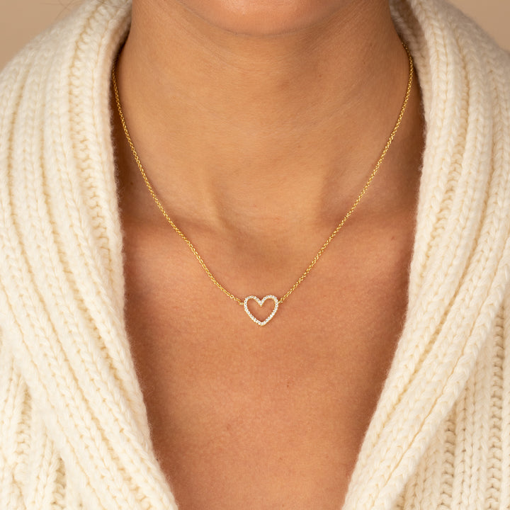 Pave Open Heart Pendant Necklace - Adina Eden's Jewels