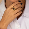 Pave Outlined Colored Stone Wide Ridged Band Ring - Adina Eden's Jewels