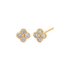 14K Gold Diamond Four Leaf Clover Bezel Stud Earring 14K - Adina Eden's Jewels