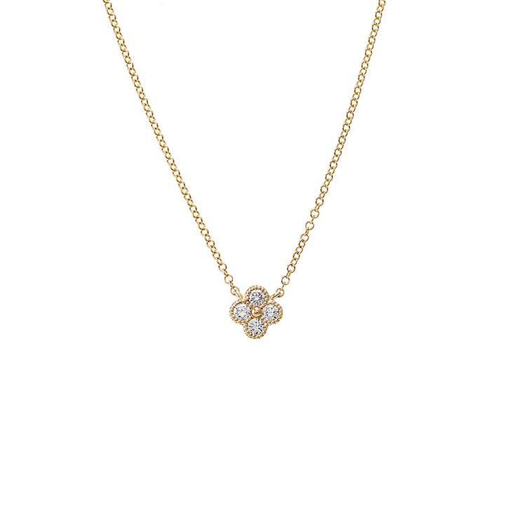 14K Gold Diamond Four Leaf Clover Necklace 14K - Adina Eden's Jewels