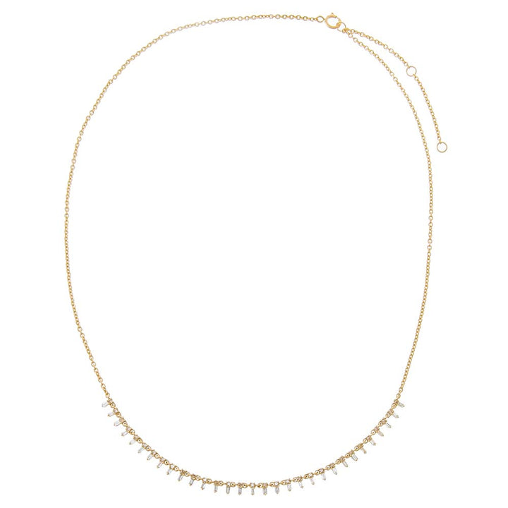  Diamond Round X Baguette Tennis Choker 14K - Adina Eden's Jewels