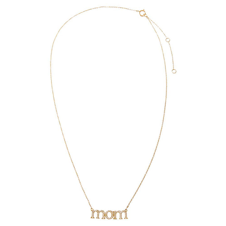  Diamond Pave "Mom" Necklace 14K - Adina Eden's Jewels