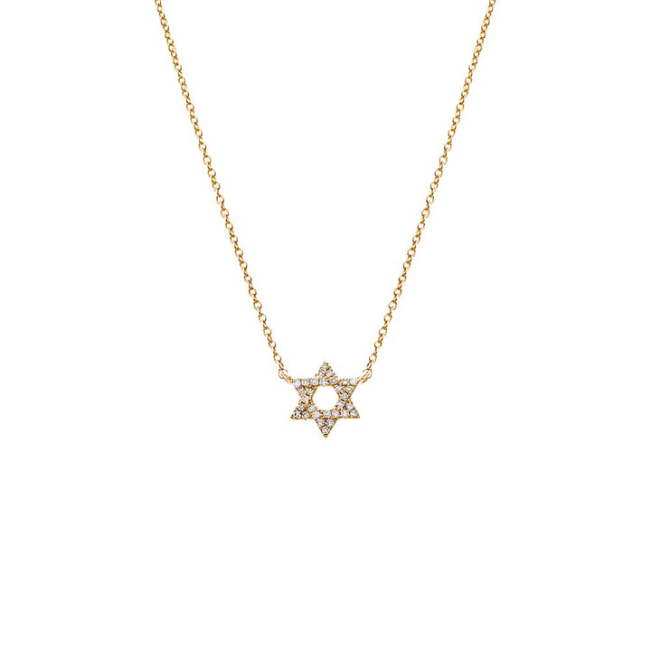 14K Gold Mini Diamond Star of David Necklace 14K - Adina Eden's Jewels