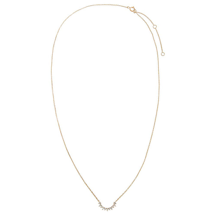  Diamond Baguette X Solitaire Curved Bar Necklace 14K - Adina Eden's Jewels