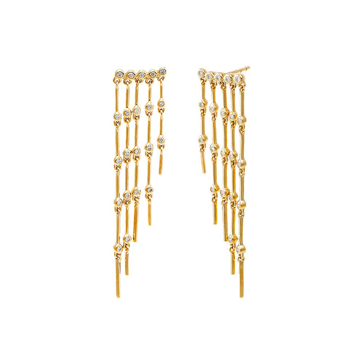 14K Gold Diamond Bezel X Bar Fancy Drop Stud Earring 14K - Adina Eden's Jewels