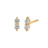 14K Gold / Pair Double Diamond Mini Bar Stud Earring 14K - Adina Eden's Jewels