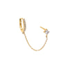 14K Gold / Single Diamond Solitaire Chain X Huggie Earring 14K - Adina Eden's Jewels