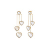 Mother of Pearl Diamond Pave Colored Stone Multi Heart Chain Drop Stud Earring 14K - Adina Eden's Jewels