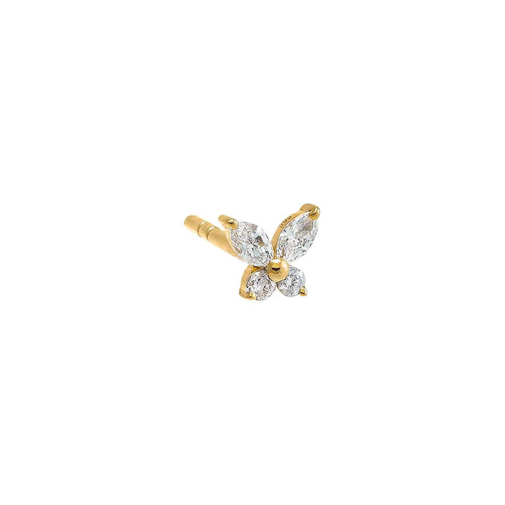 14K Gold / Single Multi Shape Diamond Butterfly Stud Earring 14K - Adina Eden's Jewels