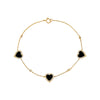 Onyx Triple Diamond Pave Colored Stone Heart Bracelet 14K - Adina Eden's Jewels