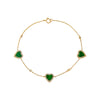 Malachite Triple Diamond Pave Colored Stone Heart Bracelet 14K - Adina Eden's Jewels