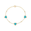 Turquoise Triple Diamond Pave Colored Stone Heart Bracelet 14K - Adina Eden's Jewels