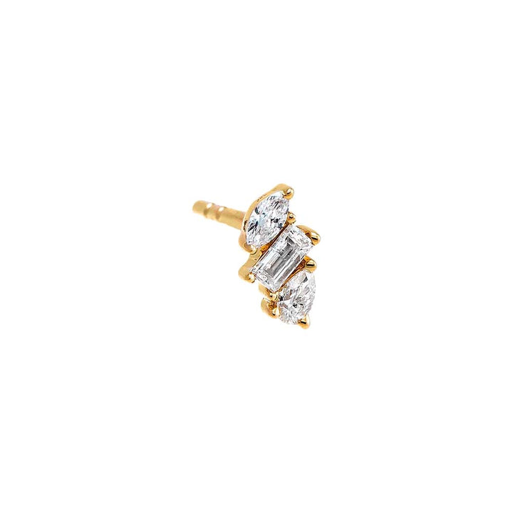 14K Gold / Single Diamond Multi Shape Mini Bar Stud Earring 14K - Adina Eden's Jewels