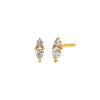 14K Gold / Pair Mini Double Graduated Diamond Stud Earring 14K - Adina Eden's Jewels