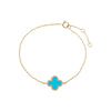 Turquoise Diamond Pave Colored Stone Clover Bracelet 14K - Adina Eden's Jewels