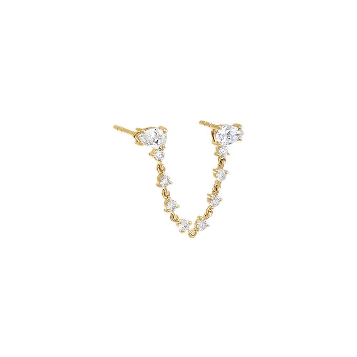 14K Gold / Single Diamond Tennis Double Stud Earring 14K - Adina Eden's Jewels