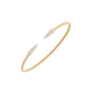 14K Gold Diamond Pave Claw Beaded Flexible Bangle 14K - Adina Eden's Jewels